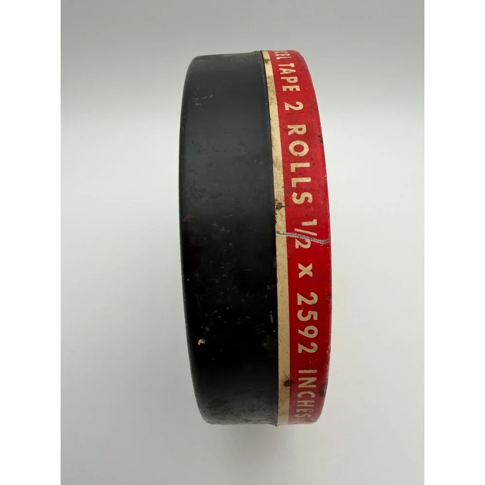 Vintage Texcel Cellophane Tape Tin Industrial Tape Corp New Brunswick Red Black